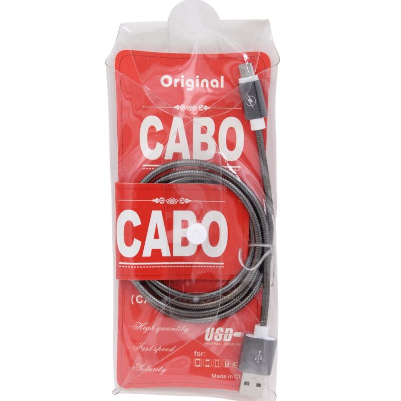 Cabo de Dados Flexível Metalizado Usb Fancy CA-02V - 1,2 Metros - Micro Usb/V8 - Preto