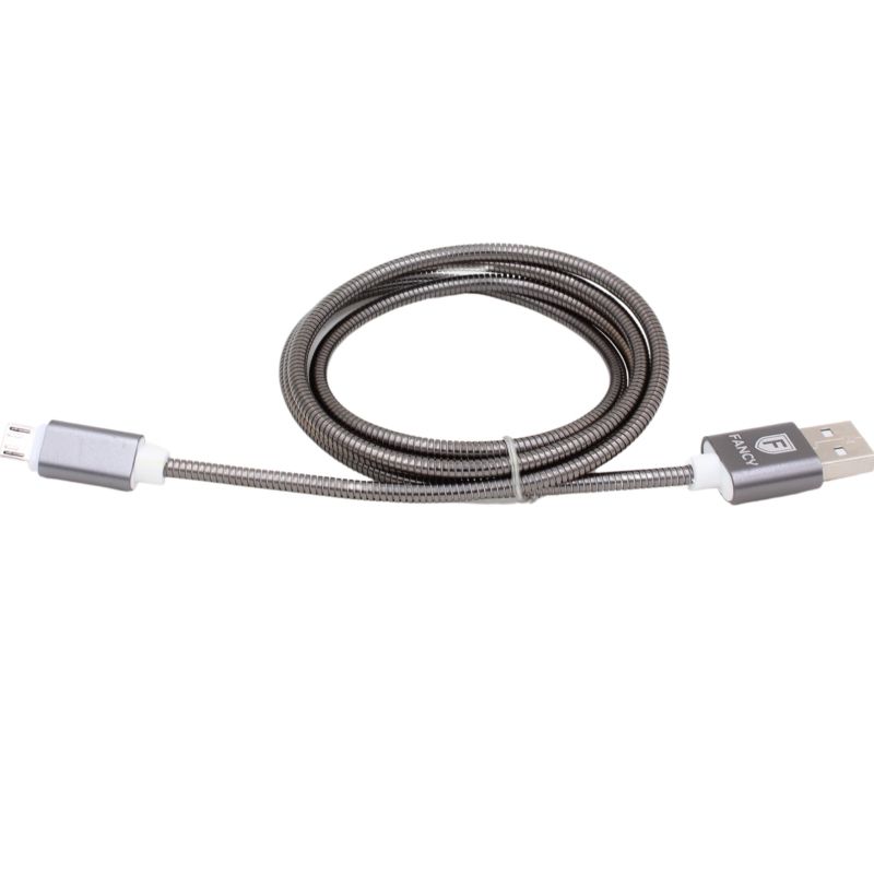 Cabo de Dados Flexível Metalizado Usb Fancy CA-02V - 1,2 Metros - Micro Usb/V8 - Preto