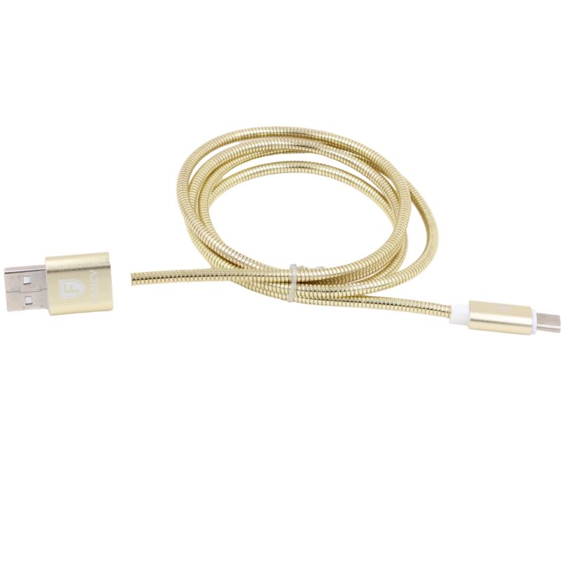 Cabo de Dados Flexível Metalizado Usb Fancy CA-02c - 1,2 Metros - Para Usb Type C - Dourado