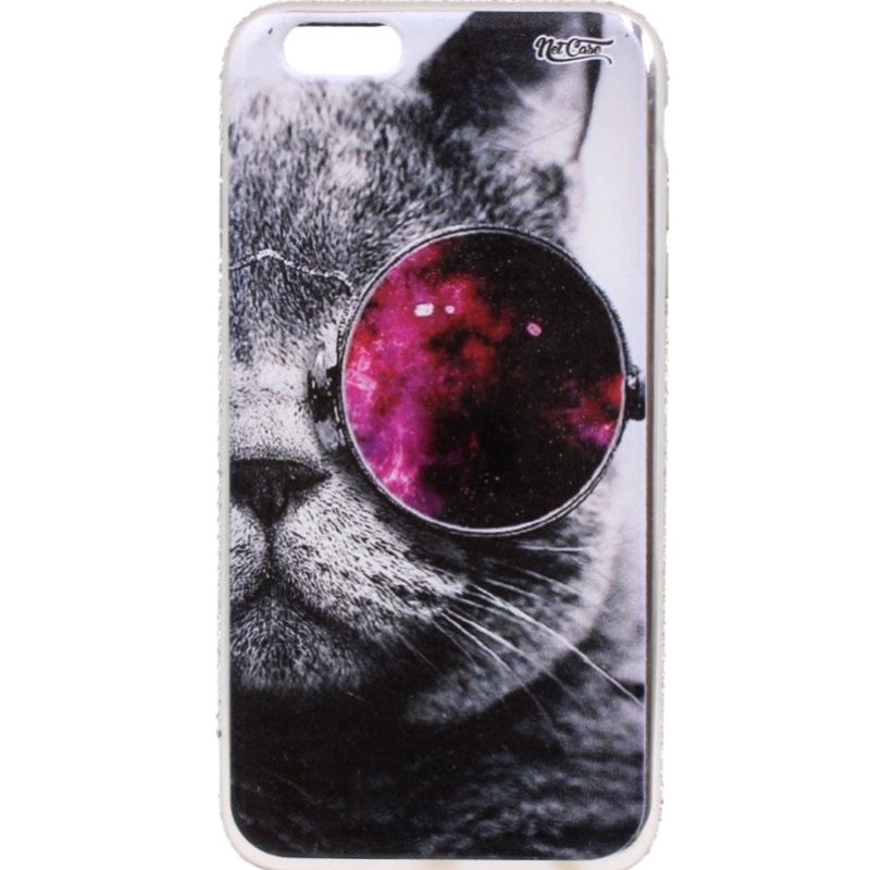 Capa Netcase Metálica com Strass Flexível - Cat Sunglasses Prata