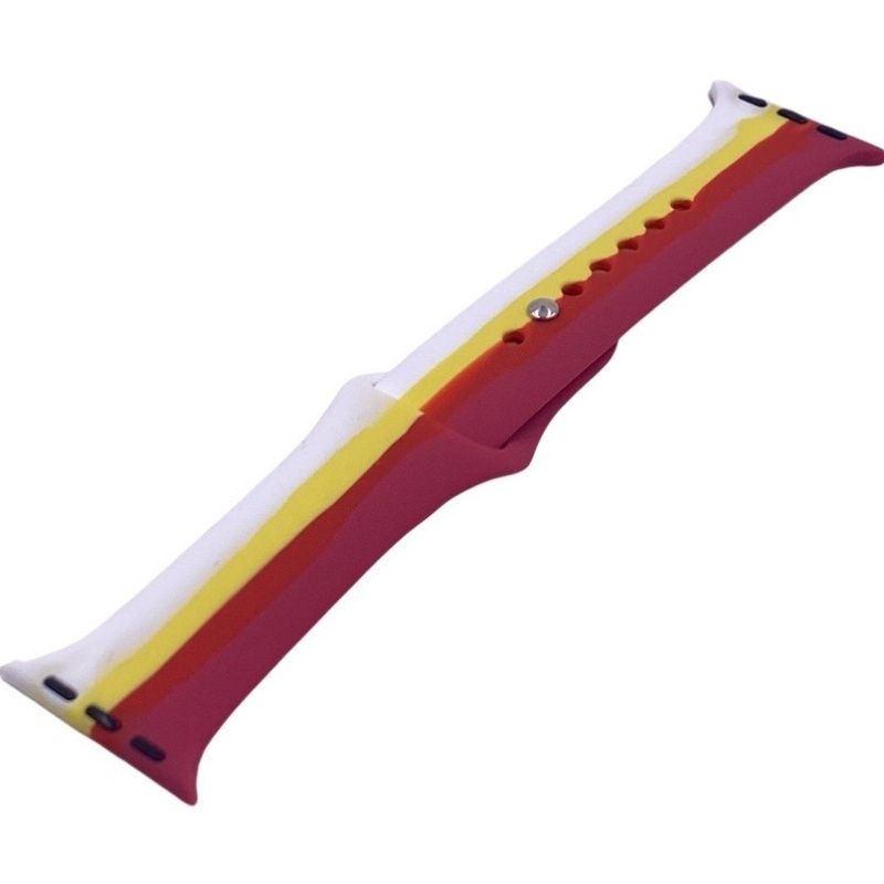 Pulseira Silicone Arco Íris 38/40mm - Vermelho, Amarelo, Branco