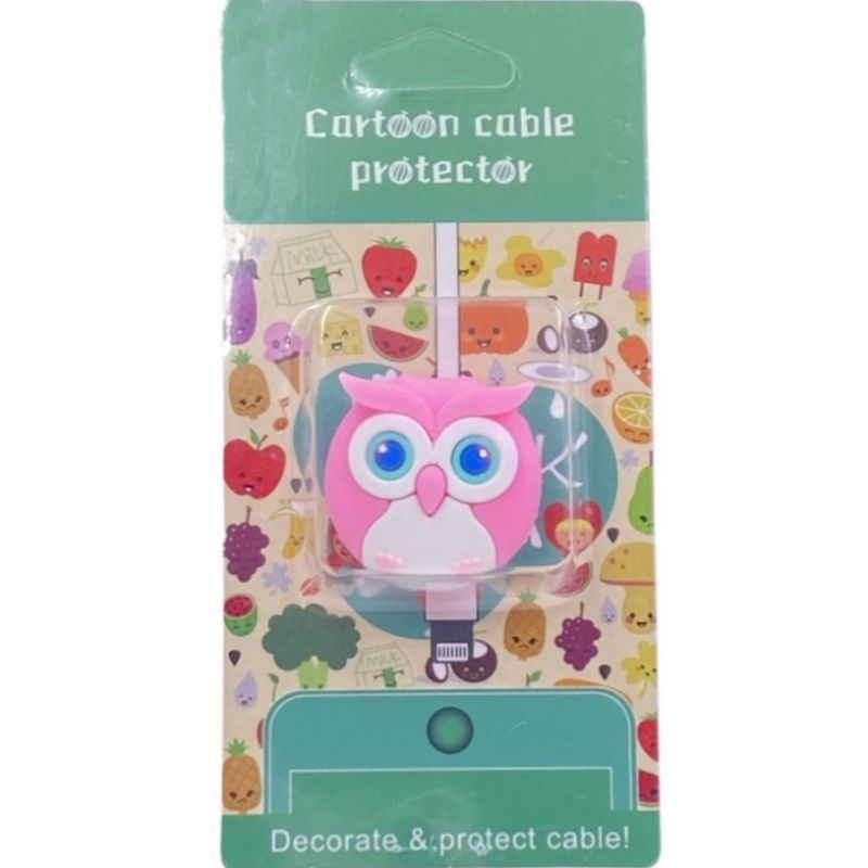 Protetor de Cabo e Fone de Ouvido para IPhone - Coruja Rosa