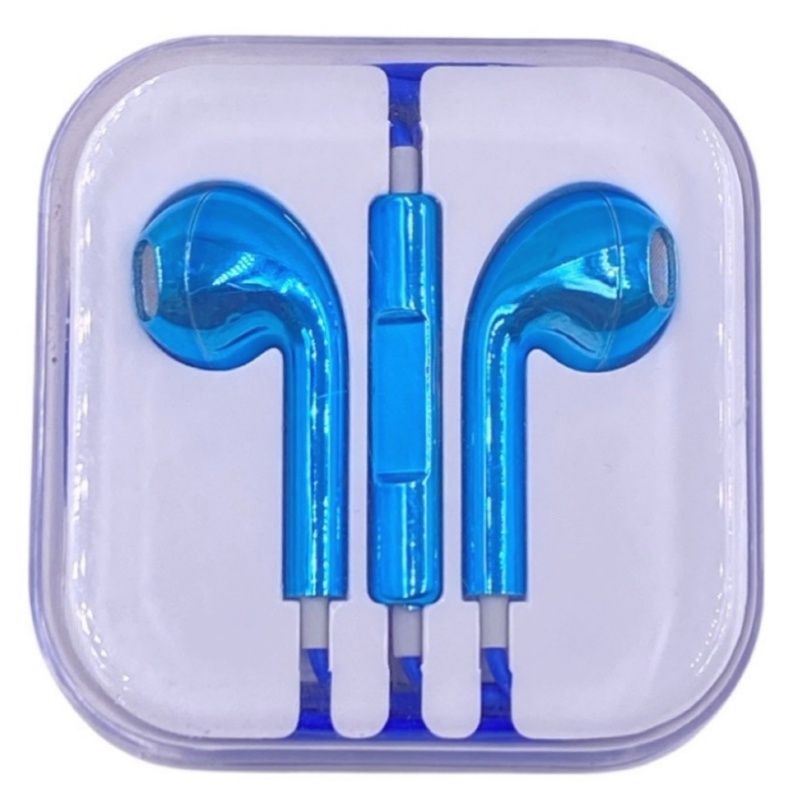 Fone de Ouvido H'Maston I5 Cromado para IPhone/IPod/IPad - Azul Neon