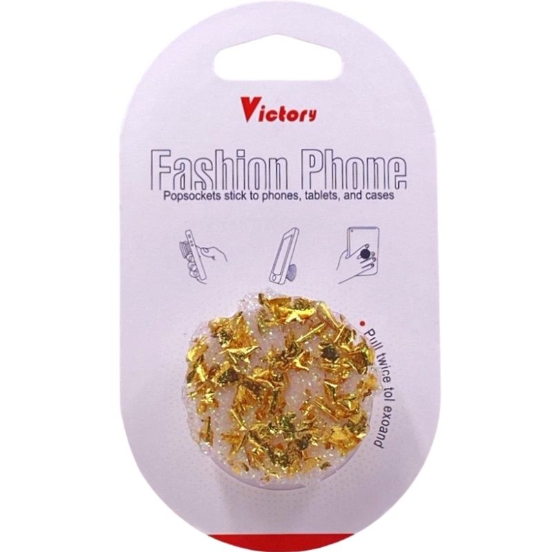 Suporte Pop Socket Brilho - Craquelado Dourado/Branco