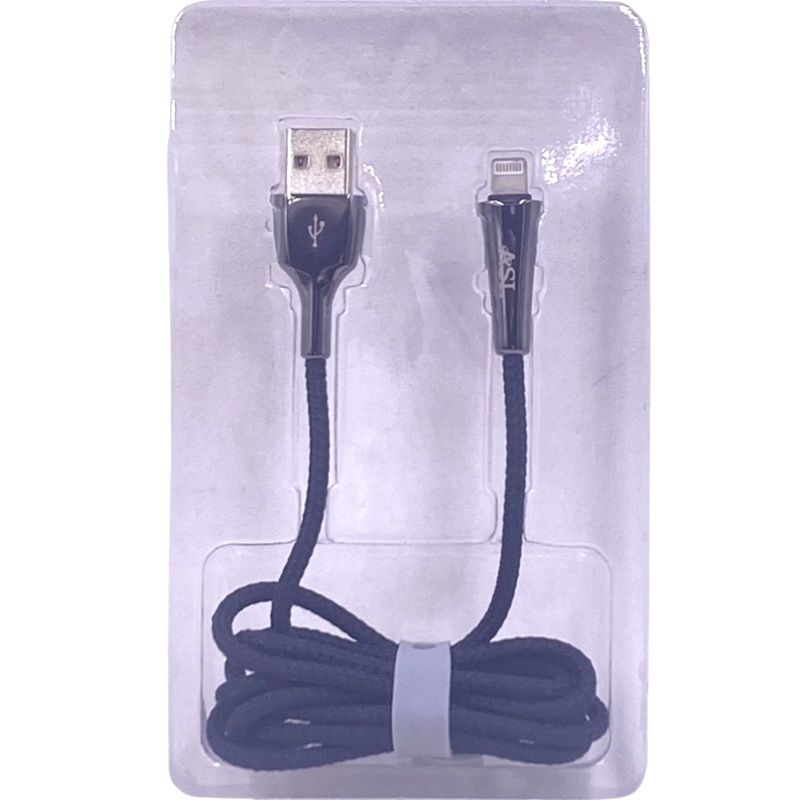 Cabo de Dados Usb Lightning ASL CZ101L - Tipo Nylon Trançado - Para IPhone/IPad/IPod - Preto 