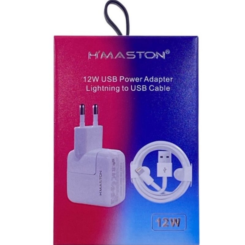 Kit p/ IPhone H'Maston CB02 12W Usb + Cabo Usb Lightning - Branco