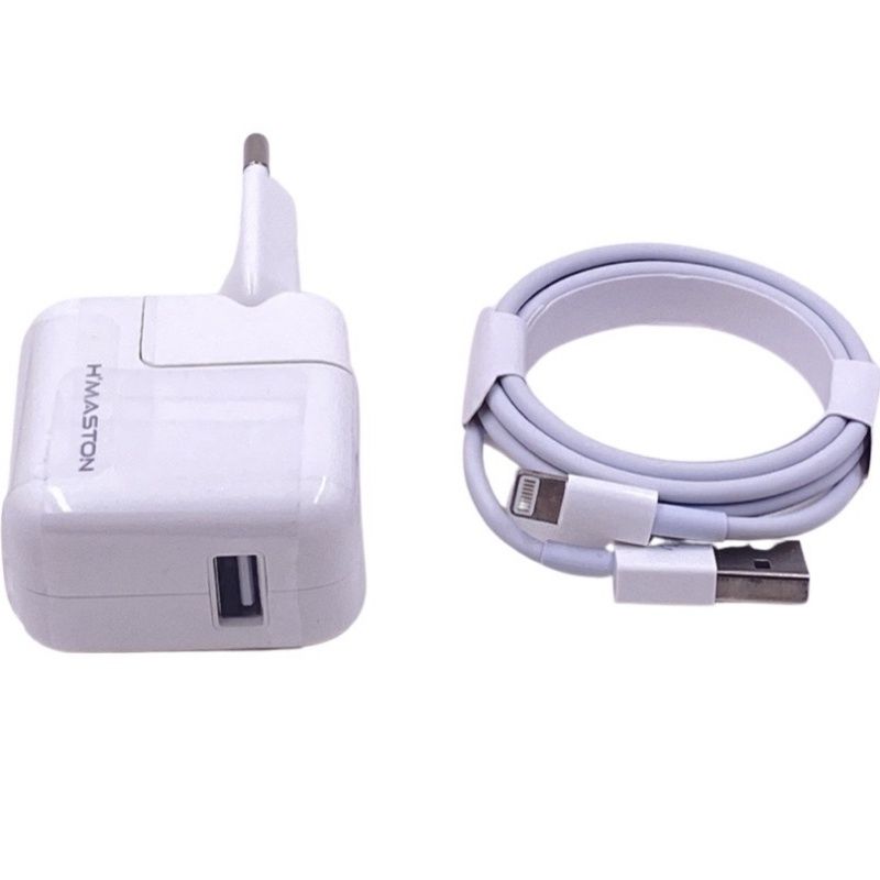 Kit p/ IPhone H'Maston CB02 12W Usb + Cabo Usb Lightning - Branco