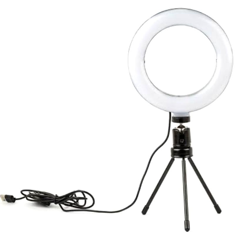 Ring Light Usb com Mini Tripé - Iluminador de Led - 8''Polegadas