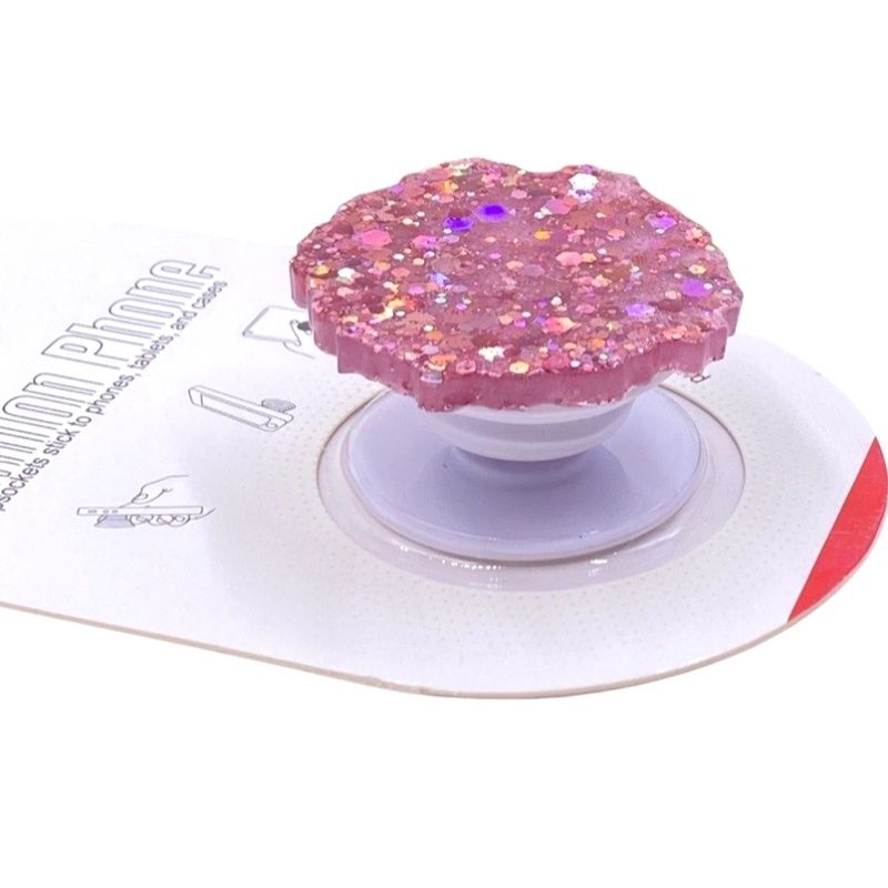 Suporte Pop Socket Brilho - Craquelado Rosa