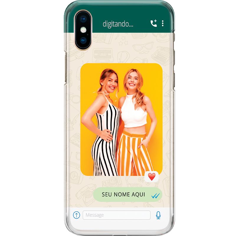 Capa Silicone NetCase Chapada Nome Letra de Imprensa Wpp Coração - Personalize Com Sua Foto