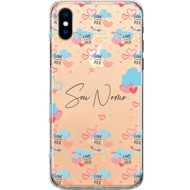 Capa Silicone NetCase Transparente Nome Coleção Corações - Love is in the Air