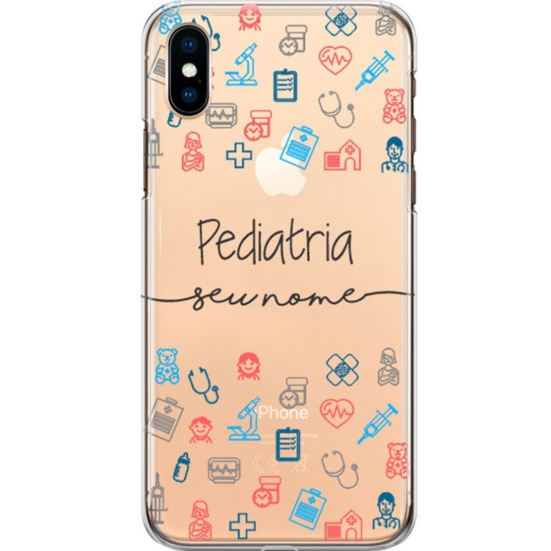 Capa Silicone NetCase Transparente Nome Profissão Pediatria