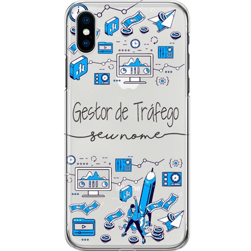 Capa Silicone NetCase Transparente Nome Profissão Gestor de Tráfego