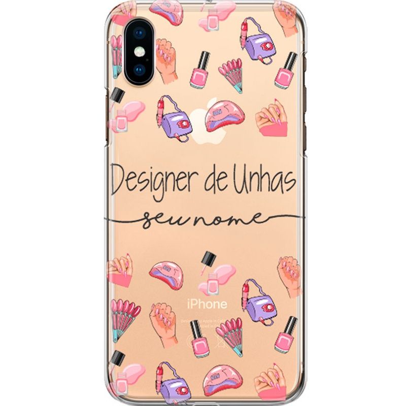 Capa Silicone NetCase Transparente Nome Profissão Designer de Unhas