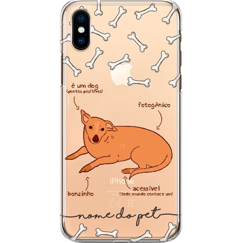 Capa Silicone NetCase Transparente Nome Coleção Pets - Vira-lata