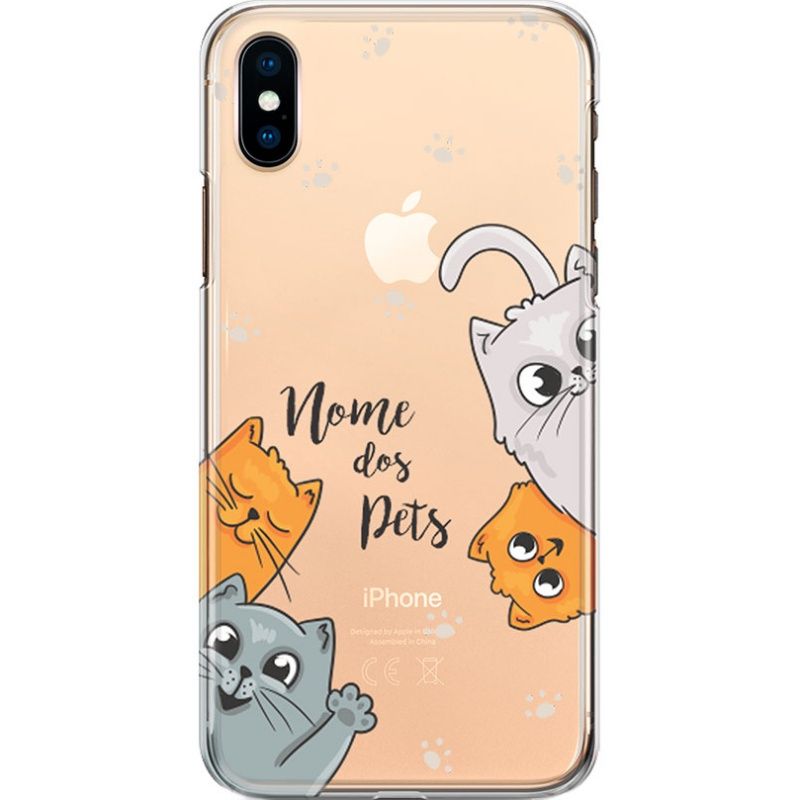 Capa Silicone NetCase Transparente Nome Coleção Pets - Orange, Gray and White Cats