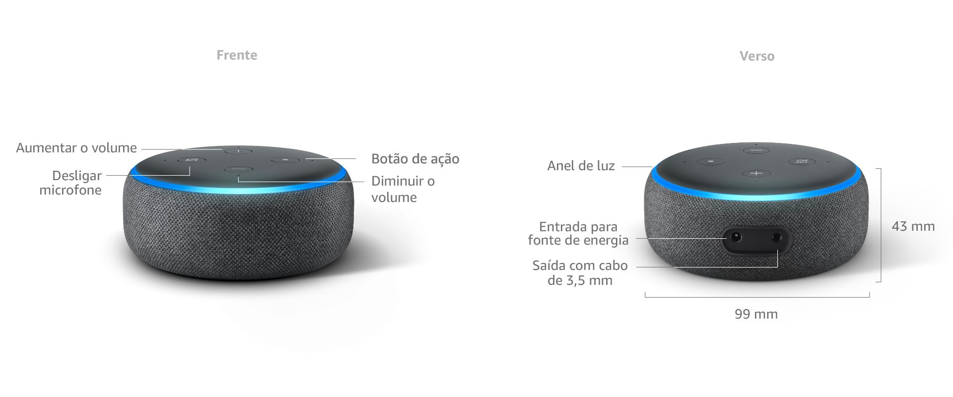 Alexa  Echo Dot 3 (3ª Geração) Smart Speaker - Claudinho Celulares