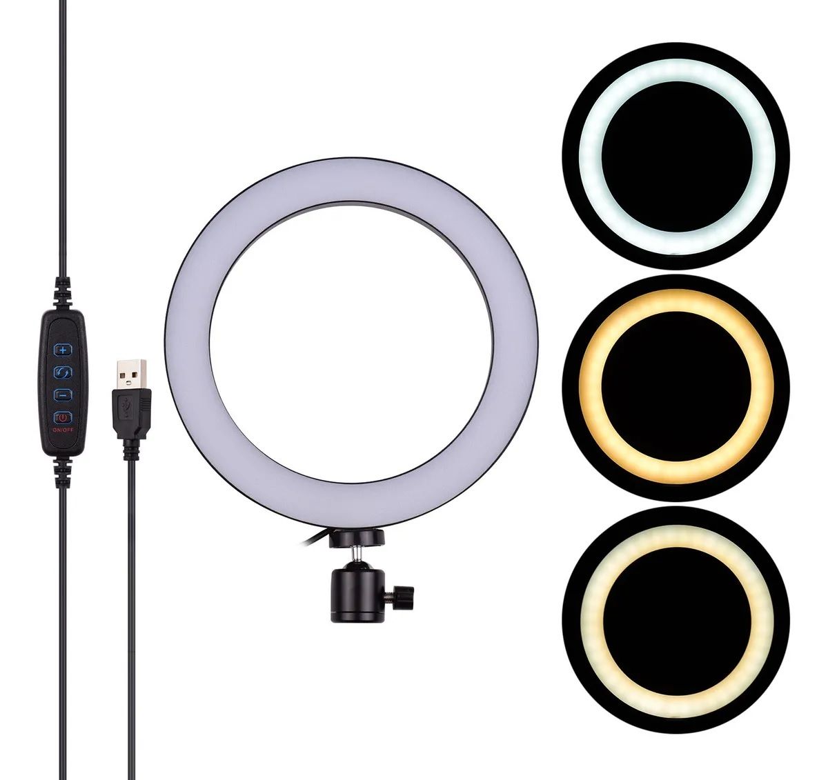 Ring Light Usb com Mini Tripé - Iluminador de Led - 8''Polegadas